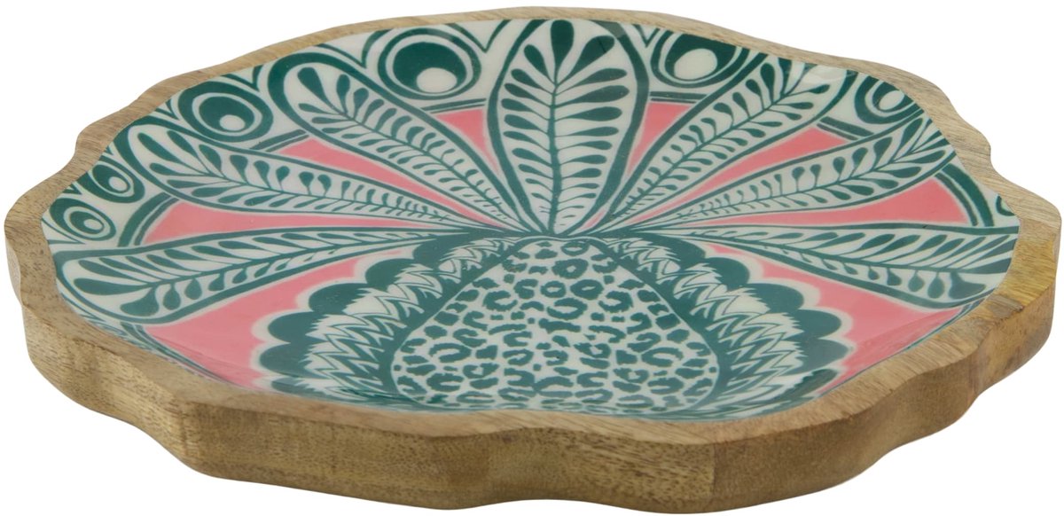 Plate with print mango wood 28x28x3cm dienblad
