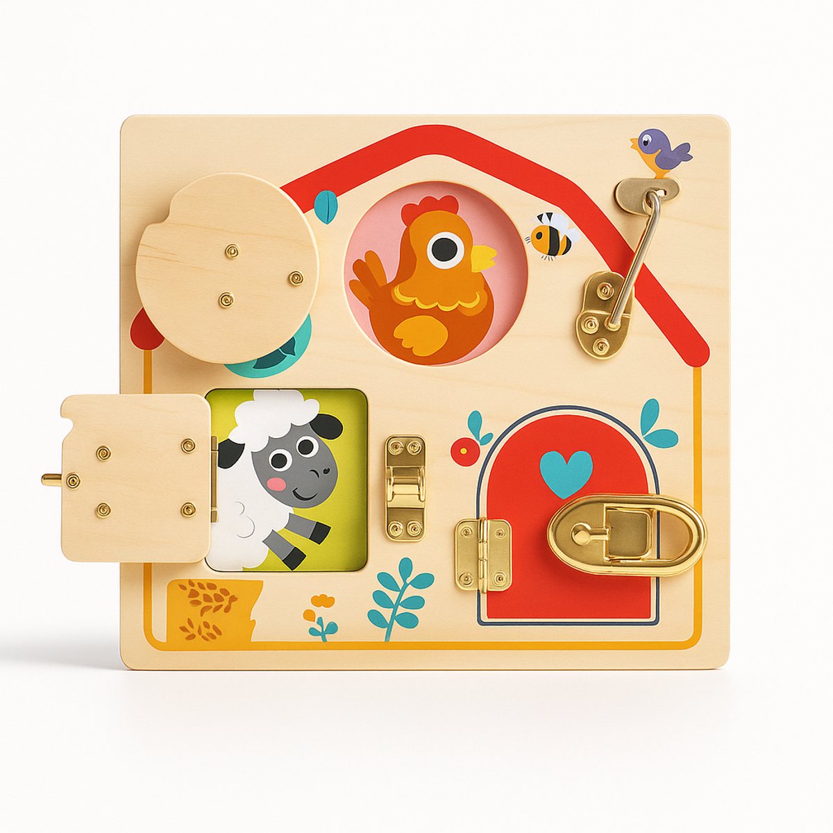 Tooky Toy® Activiteitsbord - Stimulerend houten Montessori speelgoed – Duurzaam, Educatief en Creatief spel voor Kinderen om Zelfredzaamheid en Vaardigheden te Ontwikkelen