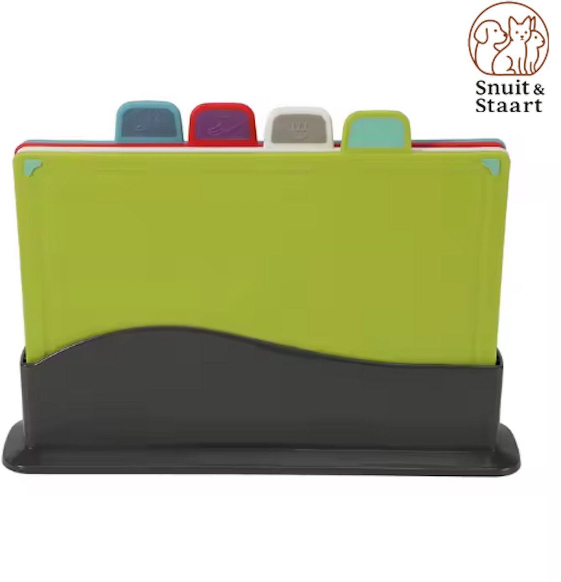 Snijplankenset met houder - kunststof - vaatwasserbestendig - set van 4 kleuren snijplanken - snijplanken - Sinterklaas - Kerst - Sinterklaas Cadeau - Kerst Cadeau - Keuken Snijplanken Set - Snijplanken Set