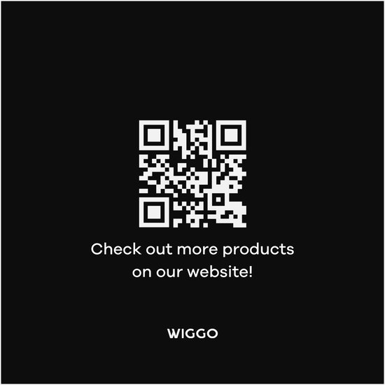 QR-code met de tekst "Check out more products on our website!" en Wiggo logo.