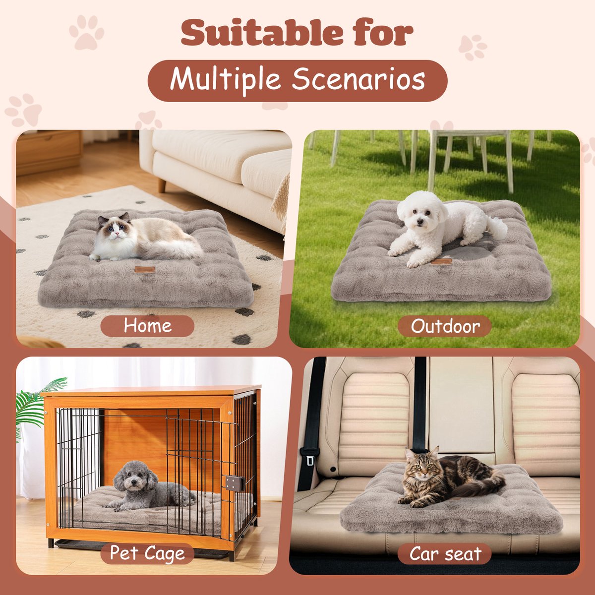 Nobleza Kattenkussen - Benchkussen - Kattenmat - Kattenbed - Maat S: 50 x 40 x 8 cm - Bruin – foto 5