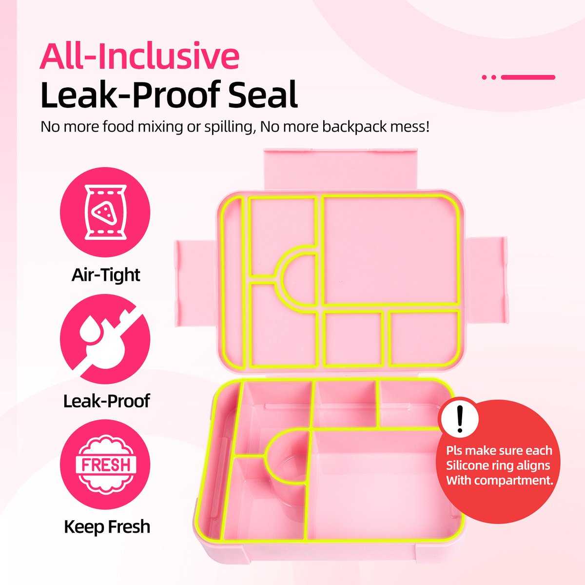 Lunchbox - Broodtrommel - 1330 ml - Broodtrommel voor Kinderen - Bento Box - Bentoboxen met Bestek - Lekvrij - Geïsoleerde Lunchbox voor Volwassenen en Kinderen, Picknick, Werk, School - Roze — cadeau in Koken & Dineren - foto 8