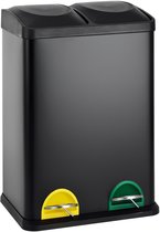SVITA TC2X20 keukenafvalemmer 40 liter - 2x20L afvalemmer 2-persoons afvalemmer afvalscheiding pedaalemmer staal zwart