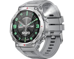 Knobbout 1.43” AMOLED Smartwatch – 466×466 HD Scherm – 5ATM Waterdicht (tot 50m) – LED Zaklamp + UV-Licht + SOS Noodflits – Bluetooth Bellen – 525mAh Lange Batterijduur – Outdoor & Sporthorloge voor Android/iOS-Grijs
