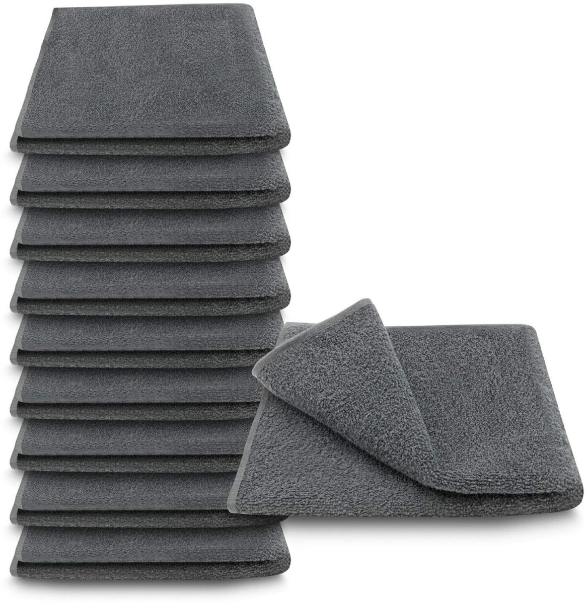Azomor® Set van 10 Antraciet Katoenen Handdoeken met Handdoekhanger 50x90 cm