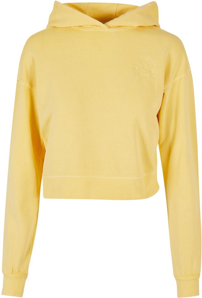 Urban Classics Short Flower Embroidery Terry Hoodie/trui 4XL Geel