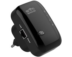 WiFi-signaalversterker - Draadloze netwerkrepeater met een bereik van meer dan 5000 vierkante meter - Versterker met groot bereik Versterker met groot bereik en ethernetpoort - zwart