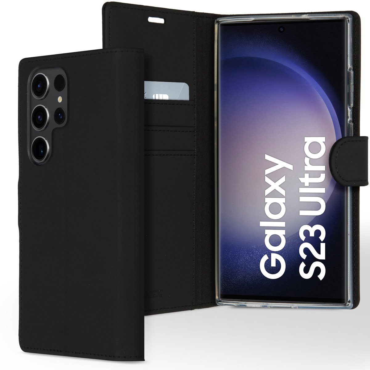 Accezz Hoesje Geschikt voor Samsung Galaxy S23 Ultra Hoesje Met Pasjeshouder - Accezz Wallet Softcase Bookcase - Zwart