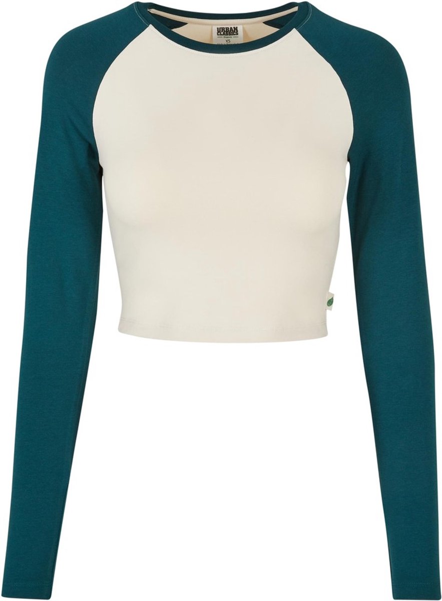 Urban Classics Organic Cropped Retro Baseball Longsleeve top M Wit