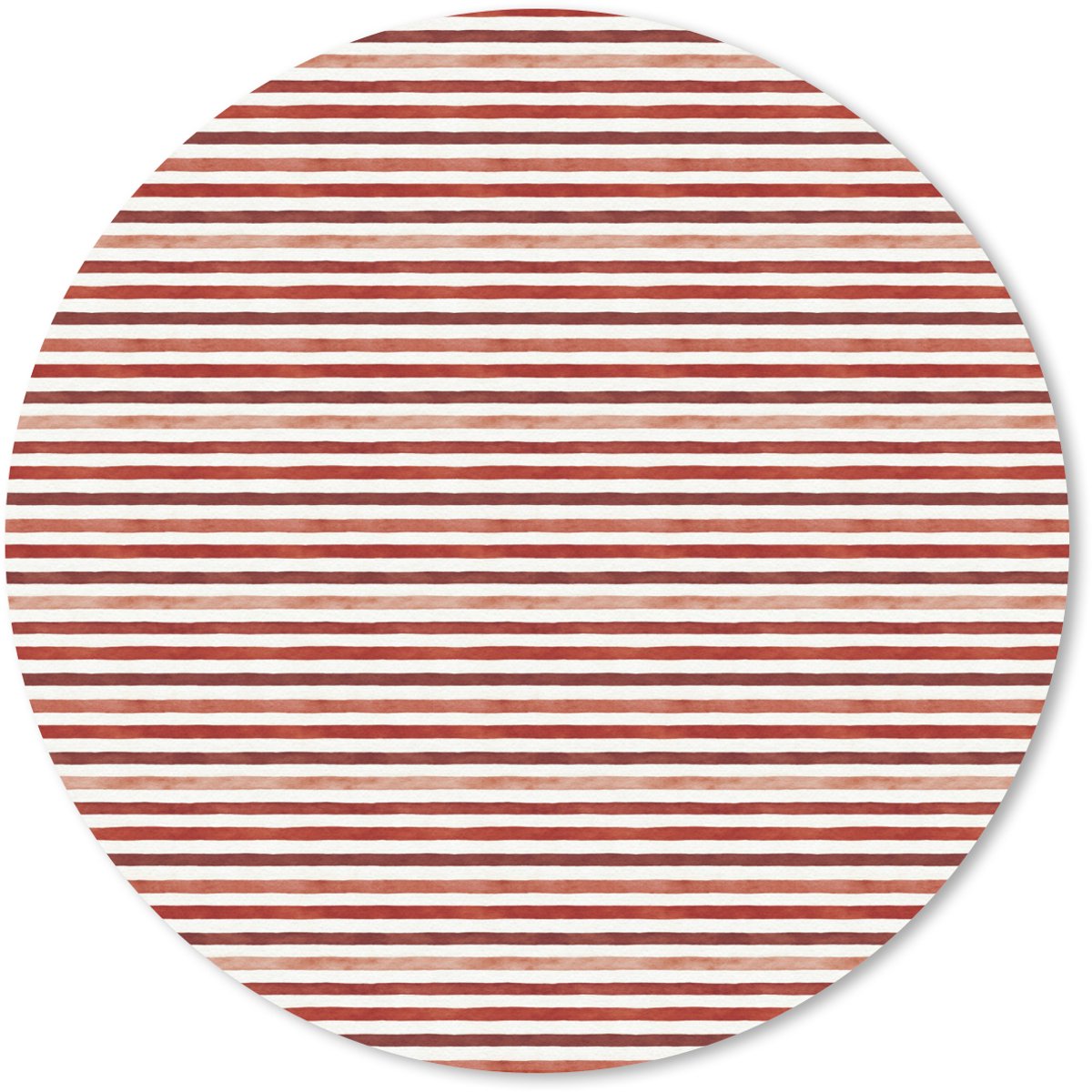 Muismat rond 30x30 cm - Mousepad Nautisch - Chic - Strepen - Rood - Ronde muismatten