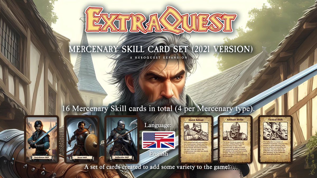 ExtraQuest Mercenary Skill cards Set **ENGLISH ONLY** (Heroquest 2021 Edition)