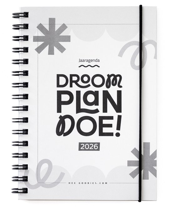 Agenda 2026 A5 volwassenen met ringband – zwart wit jaaragenda doelen planner weekagenda 2026