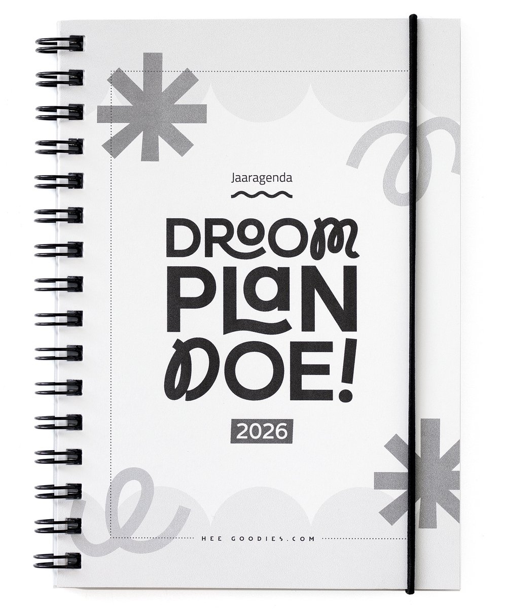 Agenda 2026 A5 volwassenen met ringband – zwart wit jaaragenda doelen planner weekagenda 2026