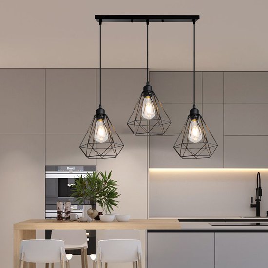 Set Van 2 Industriële Hanglampen - Retro Kroonluchter, E27 Plafondlamp Voor Keuken Woonkamer Eetkamer