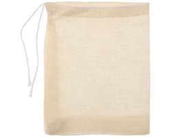 Katoenen vruchtenzakje met rijgkoord 10x15cm voor waterkefir maken, kombucha maken, jun en 2e fermentatie