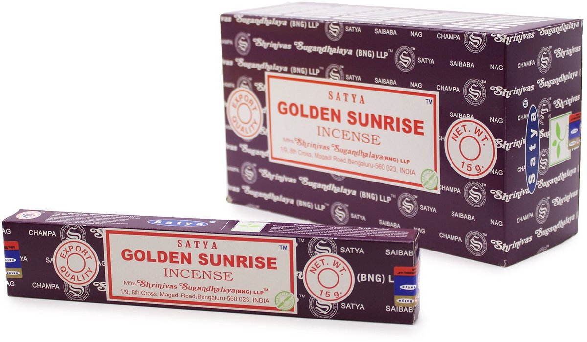 Satya - golden sunrise - wierook - wierookstokjes - doos 12 stuks van 15 gram