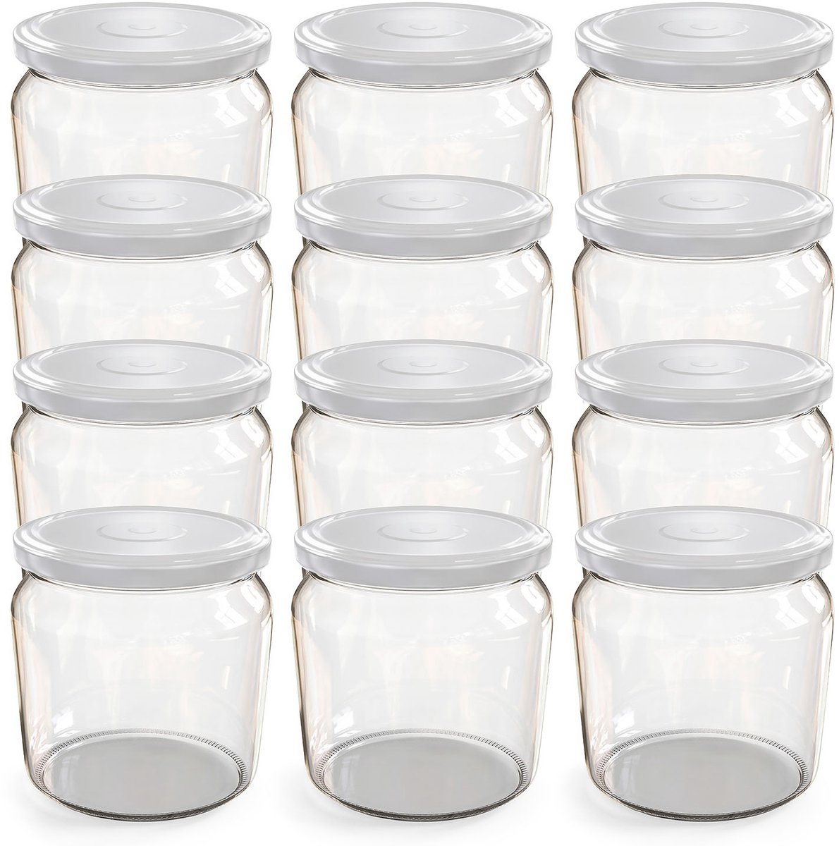 Oputec 12x 360ml inmaakpotten / voorraadpotten TO Ø 82 mm – glazen jampotten – metalen schroefdeksel wit – conservenpotten