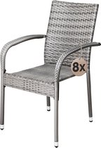 Set de 8 Chaises de jardin Casaria - Résistantes aux intempéries et aux UV 90 x 56 x 60 cm - Grijs