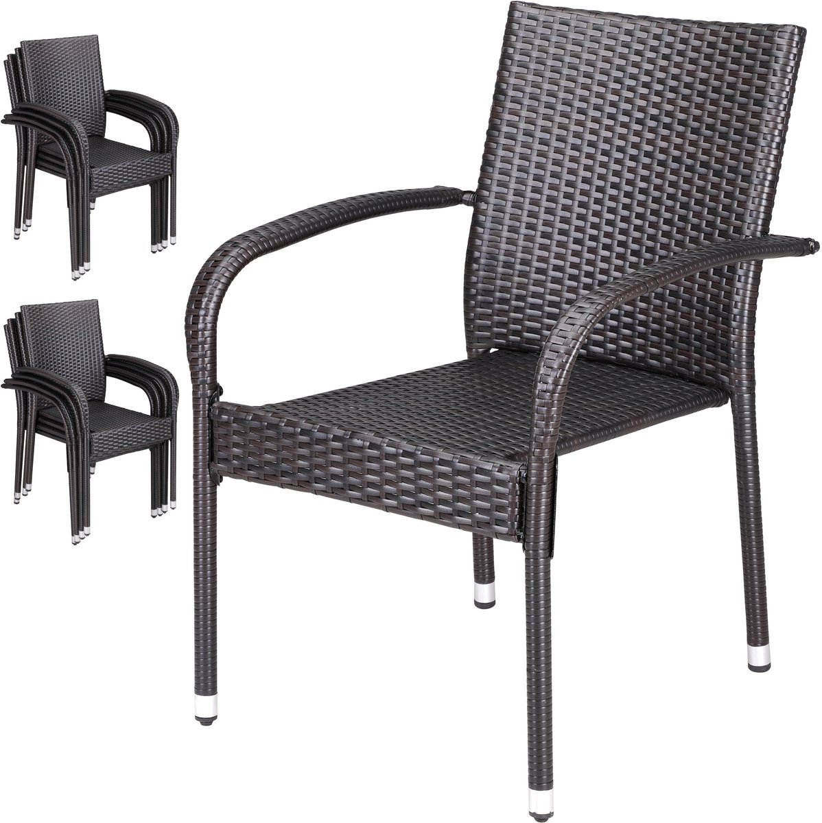 Casaria Tuinstoelen Stapelbaar – Set van 8 – 90x56x60 cm – Bruin – foto 2