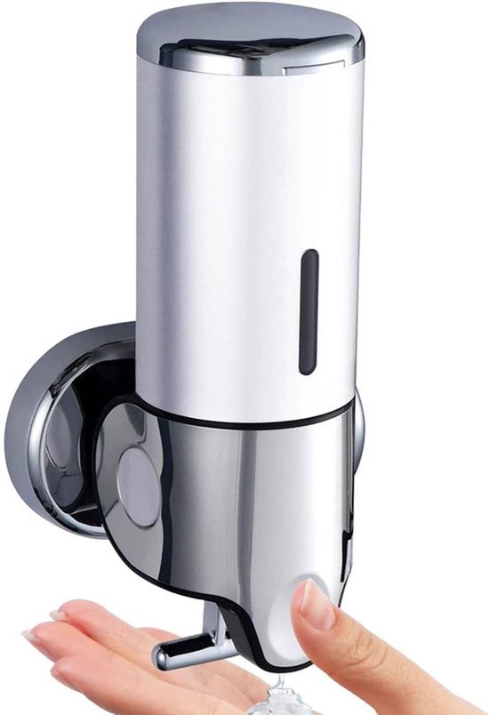 Distributeur de savon - Mural - Distributeur de savon - Pompe à savon suspendue - Inox brossé - Toilettes - Douche - Mousse