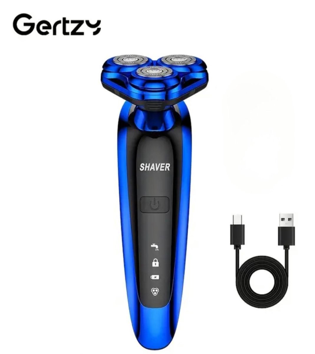 3koppen Gertzy Scheerapparaat - Usb Oplaadbare 4d Body Shaver + Baardtrimmer - Voor een complete en perfecte Lichaamshaar verzorging - Unisex - Kleur: Blauw
