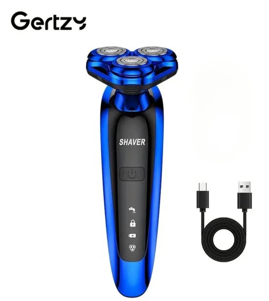 3koppen Gertzy Scheerapparaat - Usb Oplaadbare 4d Body Shaver + Baardtrimmer - Voor een complete en perfecte Lichaamshaar verzorging - Unisex - Kleur: Blauw