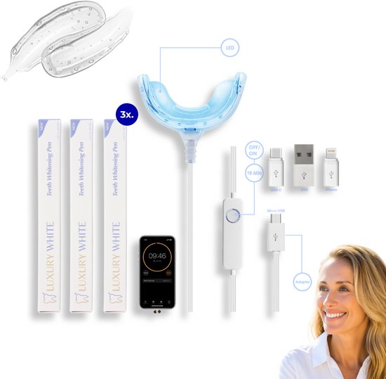 Foto: Luxury white tandenbleek set tandenblekers tanden bleken thuis tandenbleekset pap whitening strips whitestrips bleekset luxurywhite smile cresting formula teeth whitening set luxe whitening kit met pure ingredi nten
