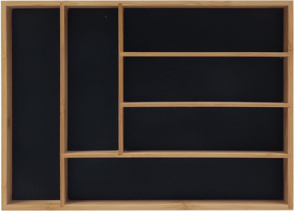 Bestekbak - naturel en zwart - 35,5x5x25,5 cm - voor lades