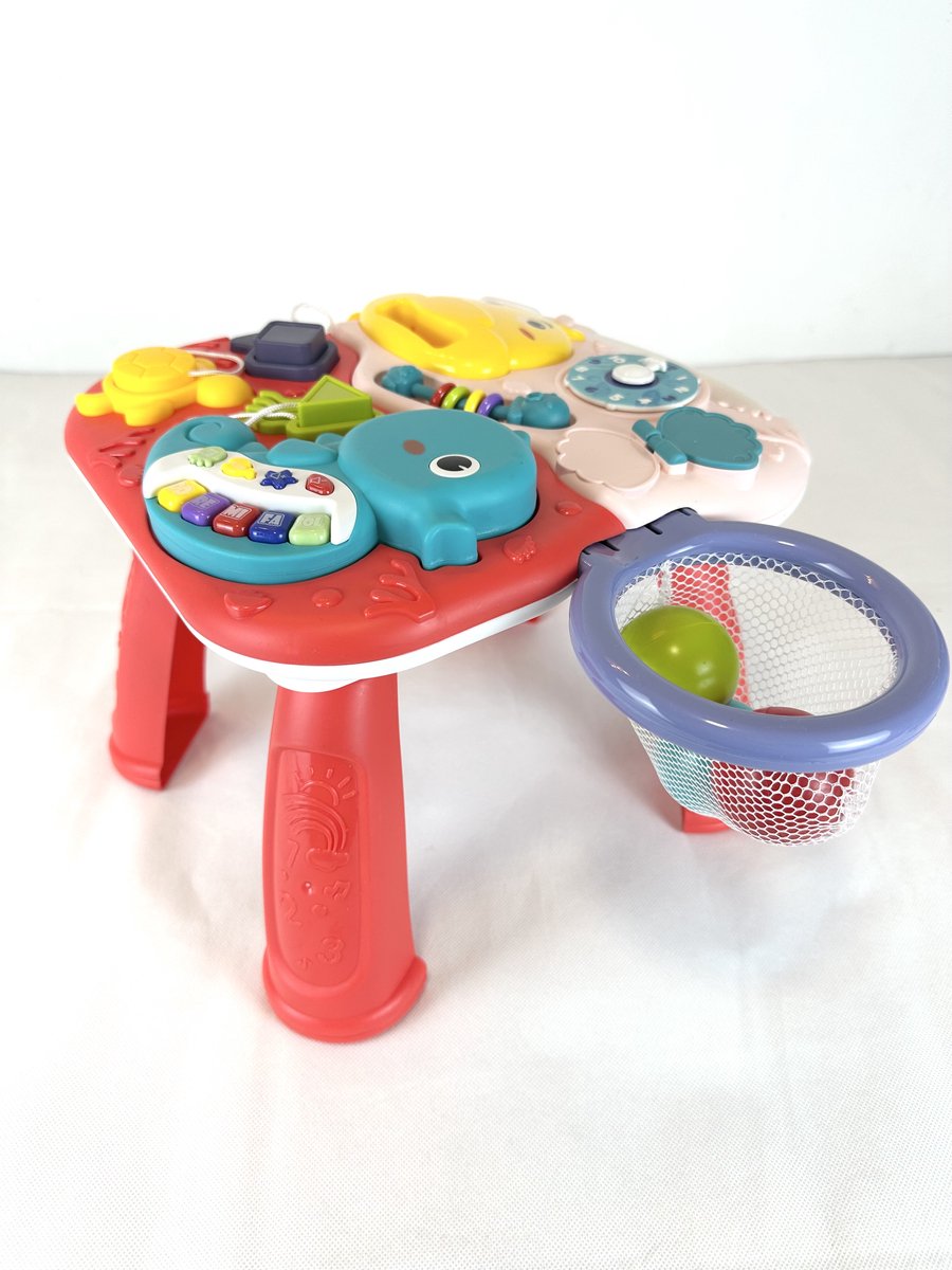 Baby speeltafel - stimuleert motorische vaardigheden - interactieve activiteiten voor baby’s en peuters - educatief en creatief spelen - geschikt voor kinderen vanaf 6 maanden - duurzaam en veilig - ideaal voor zowel thuis als onderweg