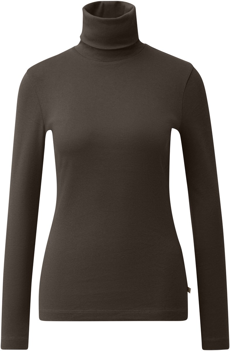 Q/S designed by - Dames t-shirt - Maat XS - Vrouwen - Bruin - katoen