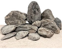 AquaOne Aquariumstenen Donnerkeil Dark Blue Sky Rock - Natuurstenen 10 kg Mix maat M tot L Stenen voor aquascaping Natuurlijke decoratie in fossiel-look