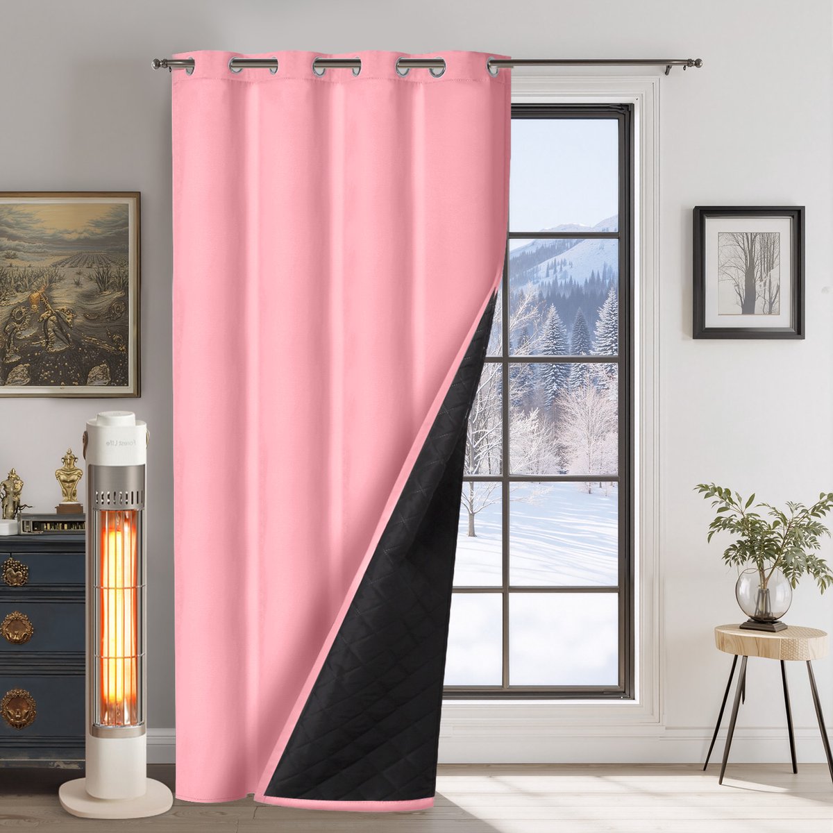 Qelus Verduisterende Gordijnen - Kant en Klaar Gordijn - Dikke Verduisterende Thermische Gordijnen - 1 stuk Voor Een Lekker Warme & Stille Woonkamer/Slaapkamer- B132 X H244 cm (Roze) Roze,1 stuk