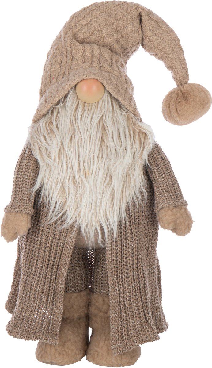J-Line figuur Kerstman Winter - polyresin - wit/taupe