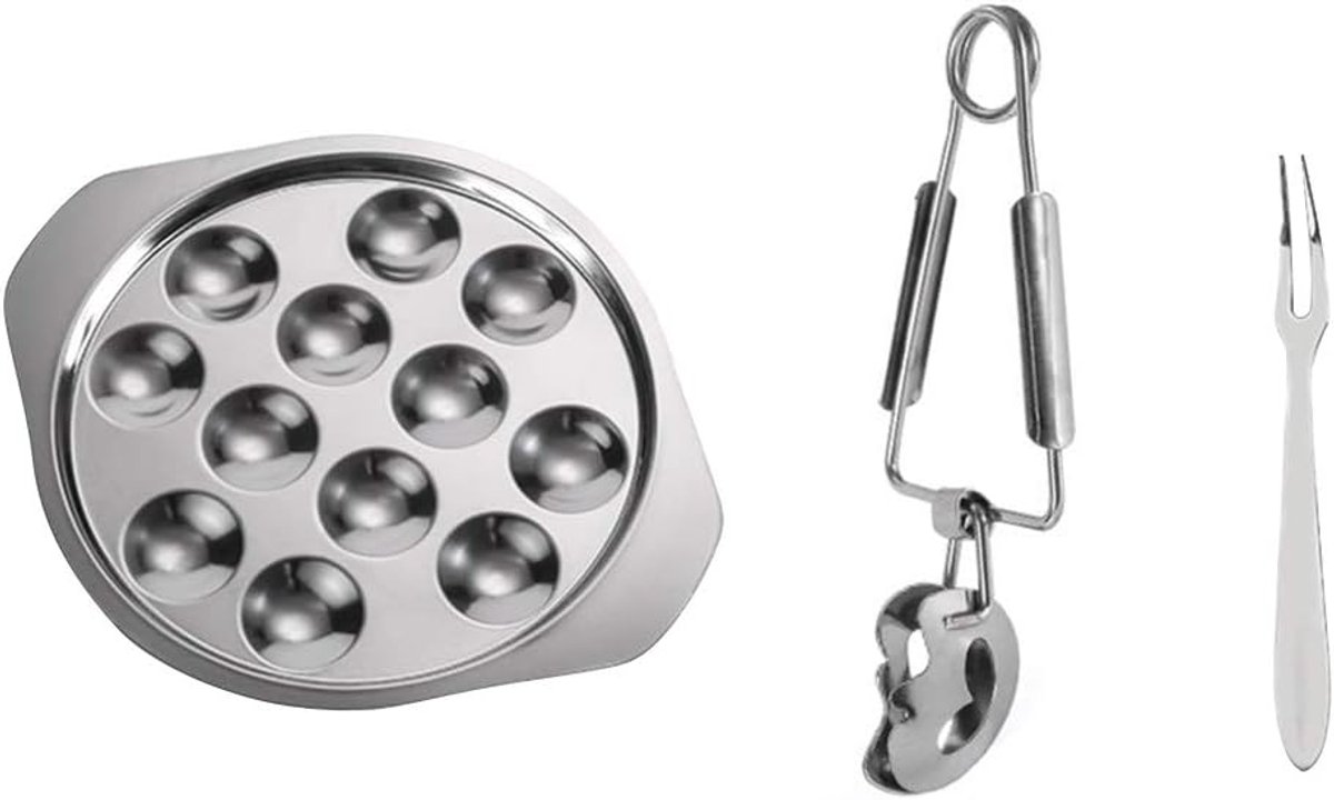 1 Set Slakkenplaat - Serveerschaal - RVS Escargot Schaal - Keuken Plate