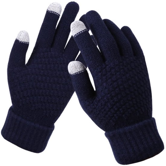 Gebreide winterhandschoenen - voor dames - warme handschoenen voor koppels - touchscreen - vingerhandschoenen - geschikt voor binnen, vrije tijd, werk -21*12*2.5cm-Blauw