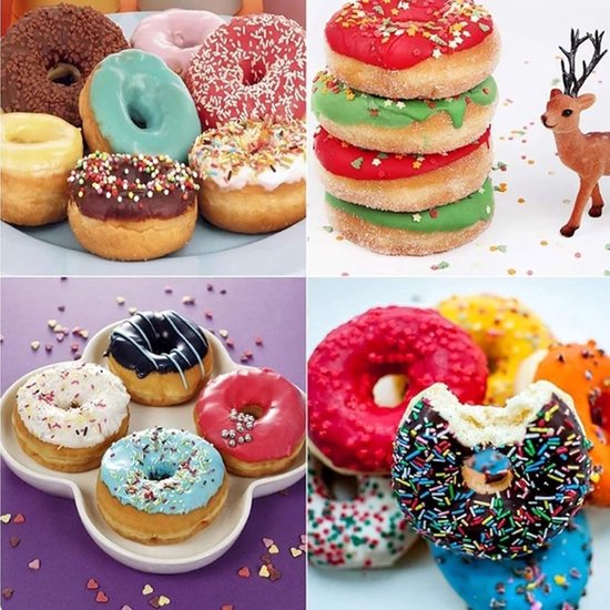 LHOEST Donuts Bakvorm, 4 stuks, cakevorm, donutvorm, siliconen, anti-aanbak, donutvormen voor cake, bagels en muffins, BPA-vrij, bakvormen (4 stuks