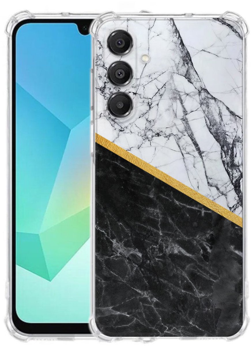 TPU Telefoonhoesje Samsung Galaxy A17 - Marble White Black schokabsorberende backcover