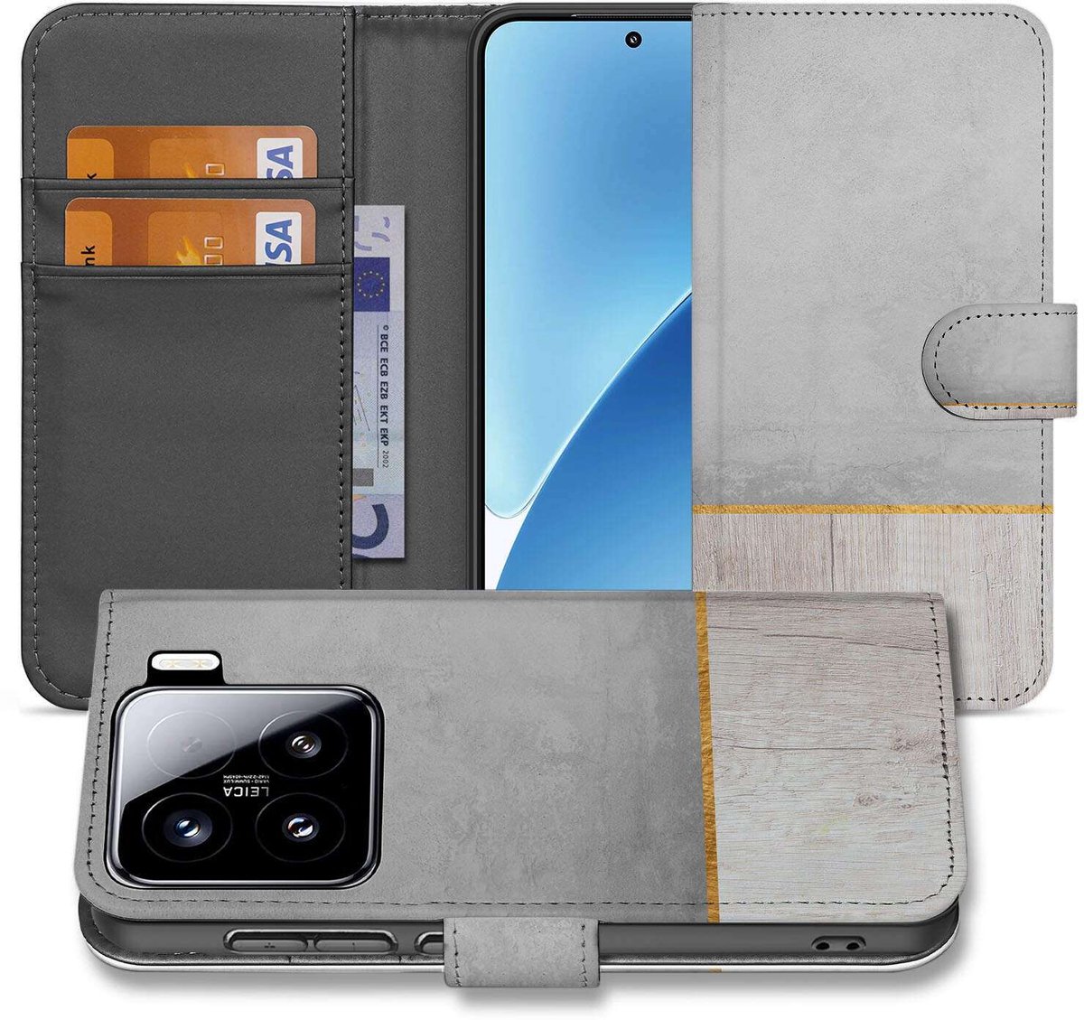 Xiaomi 15 Book Style Case Wood Concrete