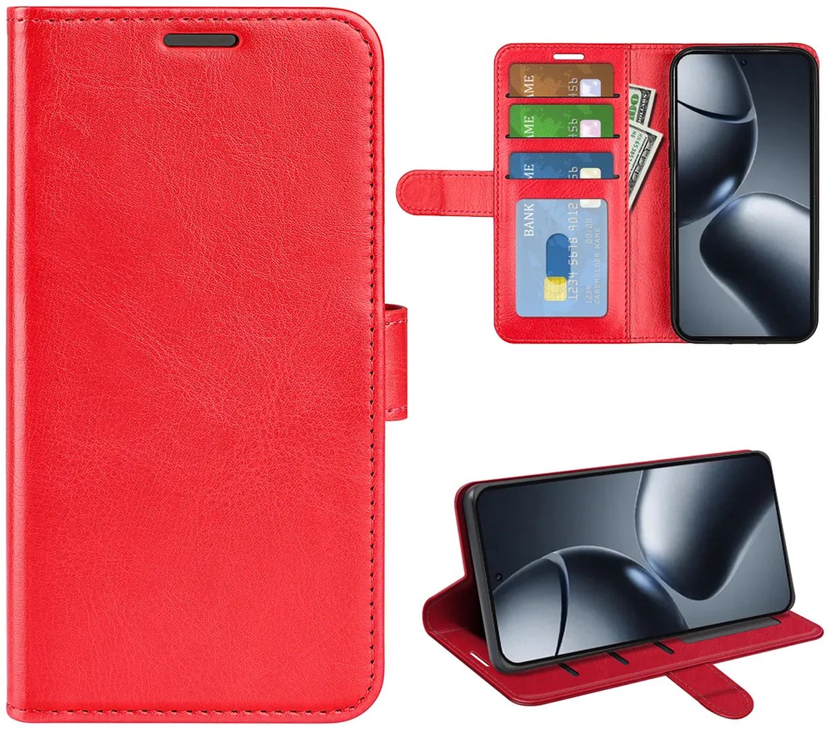 MobyDefend Hoesje - Geschikt voor Xiaomi 15T - Wallet Book Case (Sluiting Achterkant) - Rood