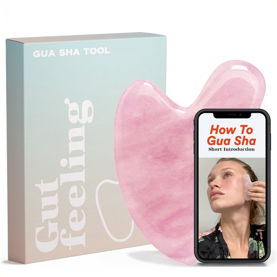 Gua Sha - Premium Jade Tool - Roze - 100% Rozenkwarts Steen incl. Giftbox & Video-Instructies
