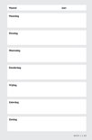 Pagina met invulbare secties voor elke dag van de week, met datumvelden.