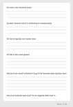 Pagina met reflectievragen over de week, met ruimte voor antwoorden.