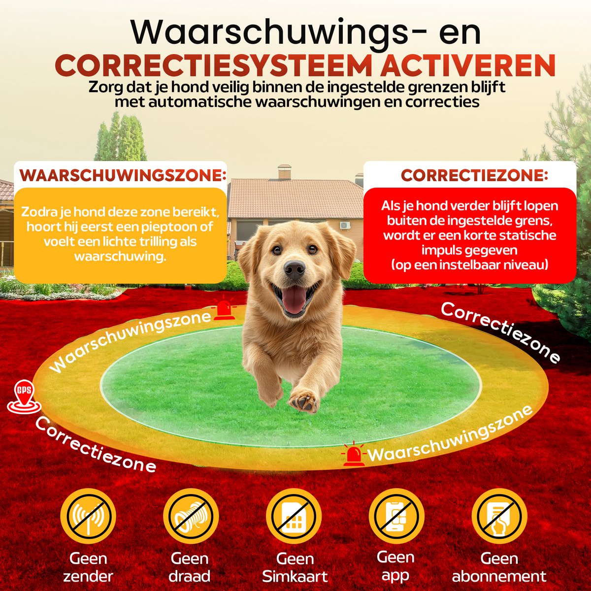 Honden Onzichtbare GPS omheiningssysteem - GPS Tracker Hond - GEEN Internet of Mobile -Trainingshalsband- trainingsset - vanaf 7KG - Opvoedingshalsband voor middelgrote & Grote Honden - Waterdicht - Oplaadbaar - Schok & Vibratie & Audio thumbnail 4