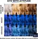 Grafiek die laat zien hoe Attitude Moody haarverf donkerblauwe en lichtblauwe resultaten geeft op verschillende haarkleuren.