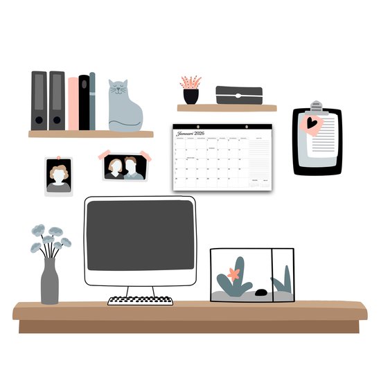 TOBJA 4-maandkalender 2026, wandkalender, 4-maandoverzicht met schuiver, 30 x 59 cm, FSC-gecertificeerd, maandkalender 2026, groot, voor kantoor, design-wandkalender voor professionals