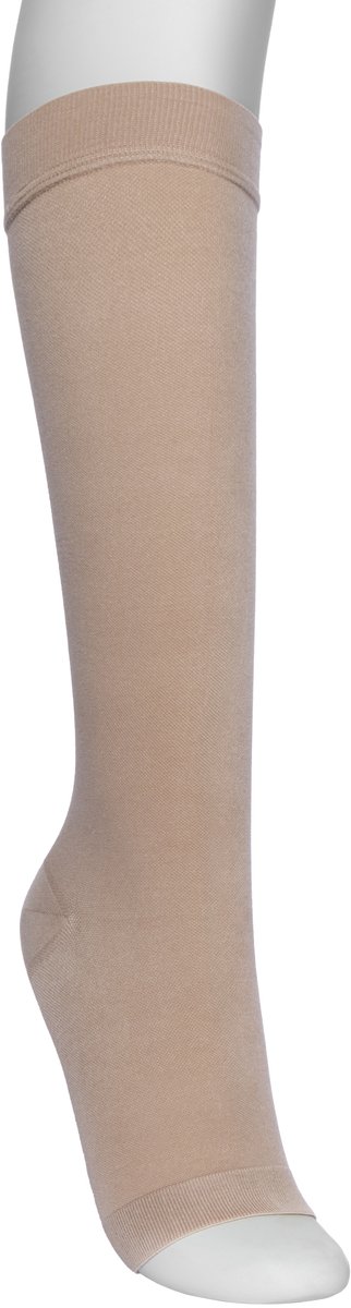 Compressiekousen Medisch Klasse 2 (23-32 mmHg) – Medilon Kniekousen – Maat L – Beige – Voor Spataderen, Oedeem en Verbeterde Circulatie