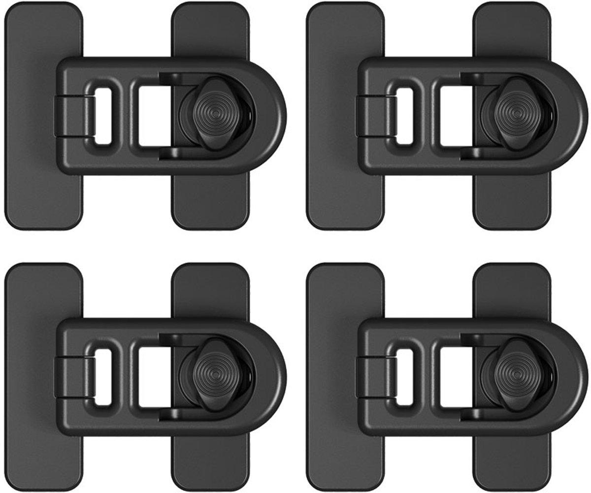 Image of 4-pack kinderveilige koelkastsloten - Sterke lijm - Boren niet nodig - Geschikt voor kasten en laden, koelkastdeuren en kastsloten - Zwart