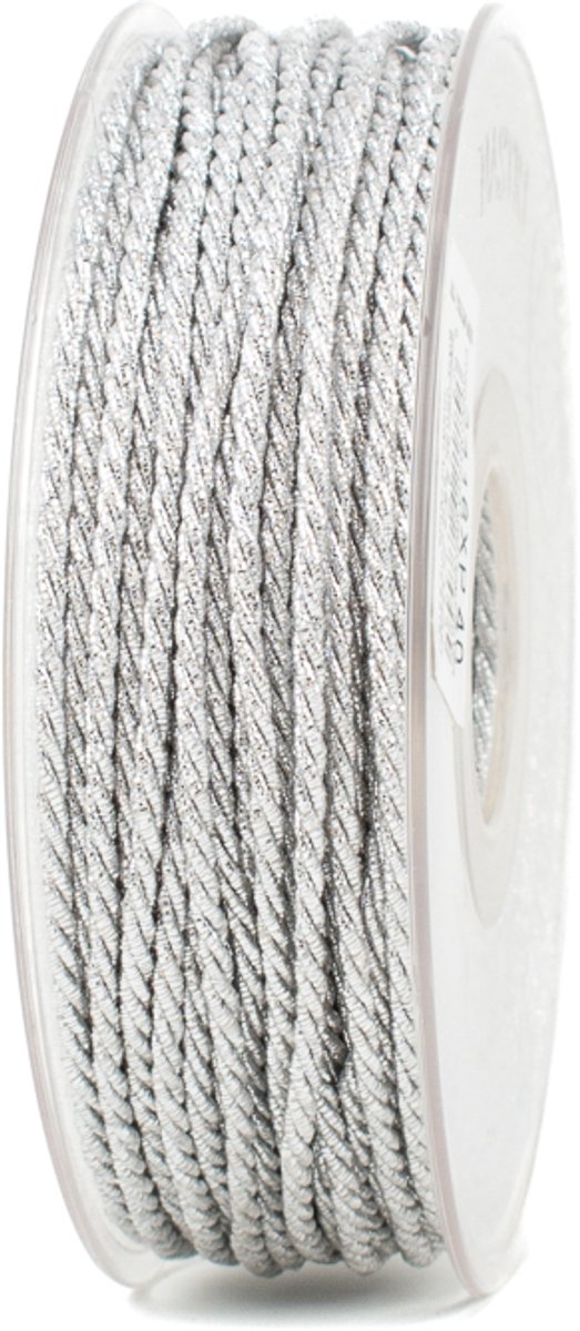 Touwlint Zilver - 2 mm breed - 40 meter op rol - Decoratief koord voor cadeauverpakking, knutselen en feestdecoratie