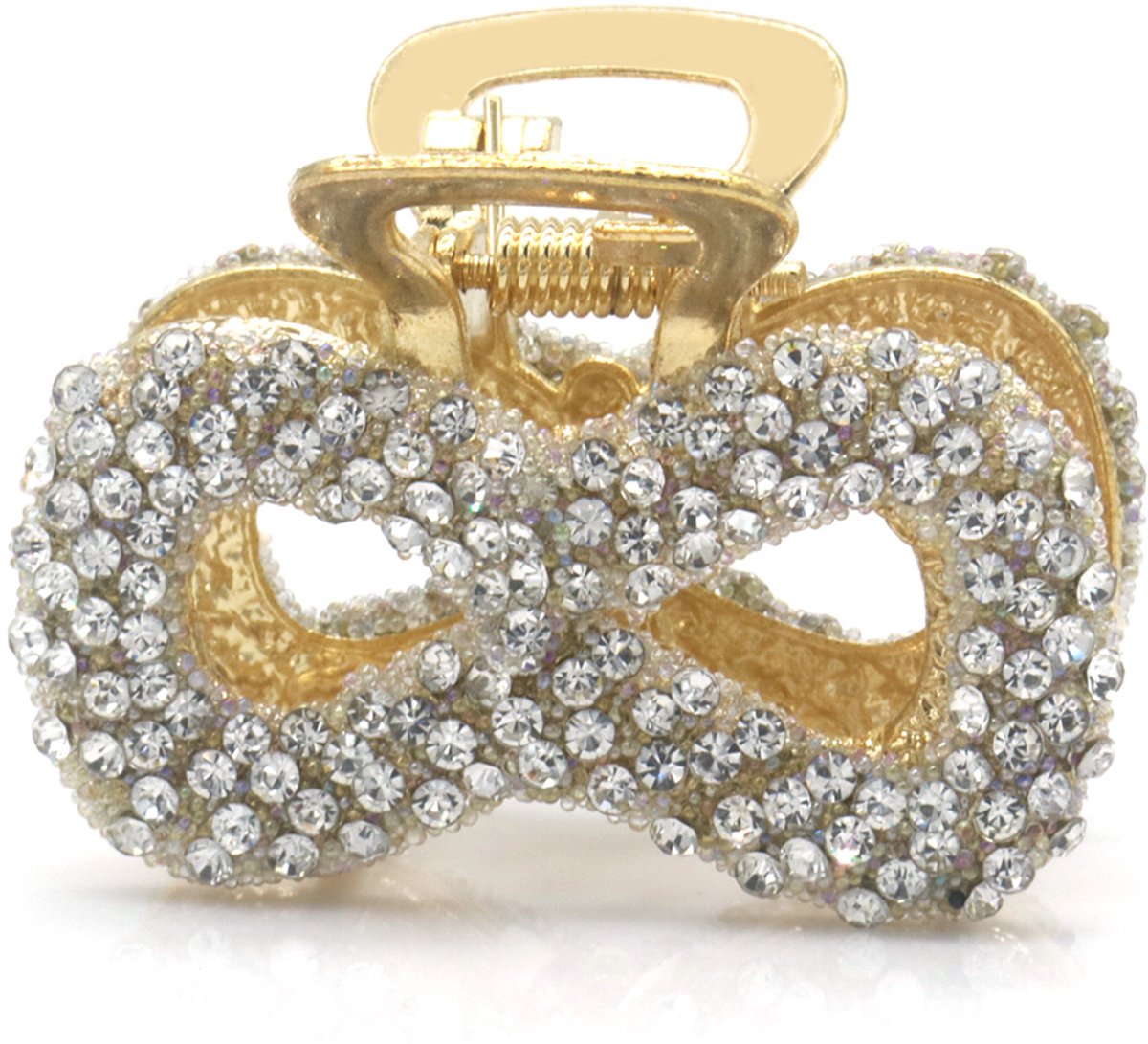 Haarklem met kristallen - infinity design - wit - 4,5 cm - dames