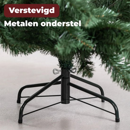 Verstevigd metalen onderstel van een kunstkerstboom.